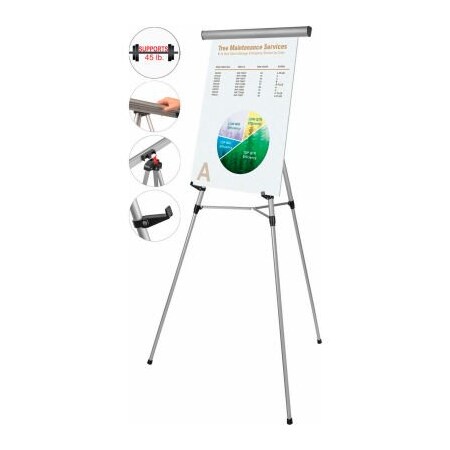 Bi-Silque MasterVision 3-Leg Heavy-Duty Telescoping Display Easel, Silver FLX05102MV